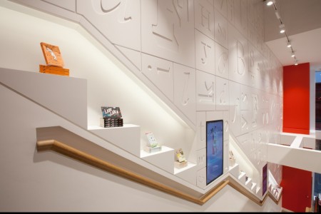 Foyles bookstore, Chelmsford - wooden staircase and display