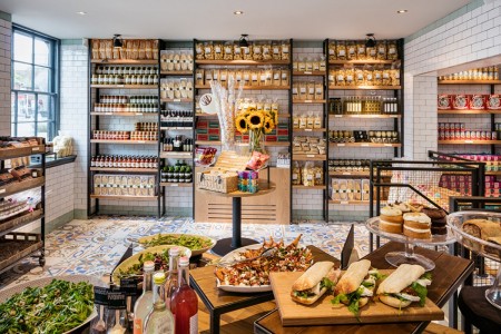 Wildwood, Crawley - shop area with shelves of jars, bottles and boxes 