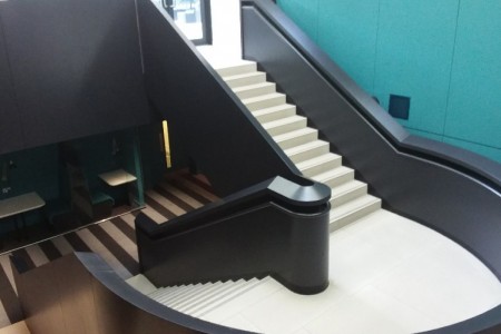 iQ Student Accommodation, Hammersmith - black and white modern staircase