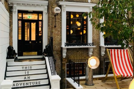 Grand West Pre Prep School, West London, Exterior, Frontage, Deck Chairs, illuminated funnels