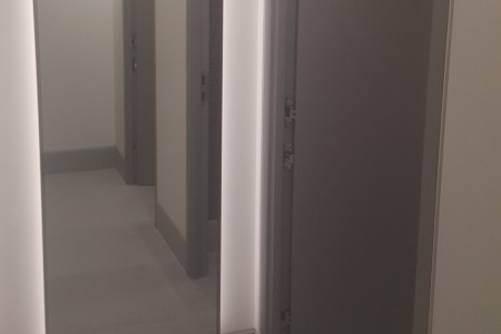 Meyer Bergman, Mayfair - close of up grey doors and mirror