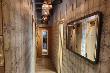 Megans, Islington Square, London, Interior, Lampshades, Macrame, Corridor, Tiling, Mirrors