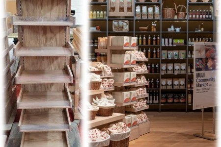 Muji, Lyon, France - bespoke display shelving with food produce