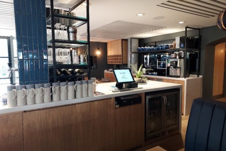 View of a restaurant behind a bar